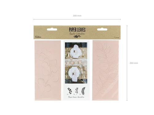 Díszítő gallyak levelekkel por rózsaszín - 9 db.