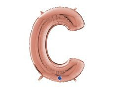 Fólia lufi C betű rózsaszín arany - 66 cm - 1 db.