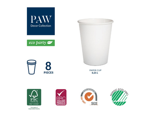 Konfetti papírpoharak arany és fekete - 250 ml - 8 db.