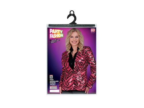 Party Fashion party kabát - rózsaszín flitteres állatmintás - zebra