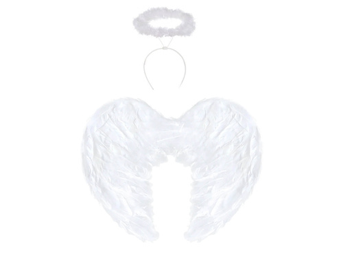 Fehér angyalszárnyak készlet + glória