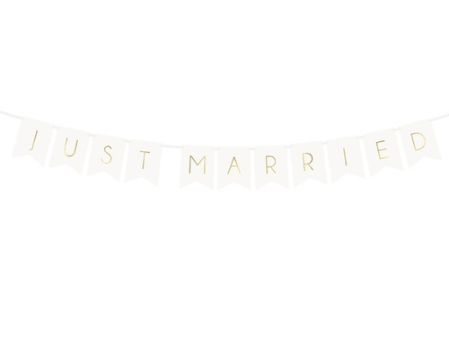 Just Married banner - fehér - 155 cm - 1 db.
