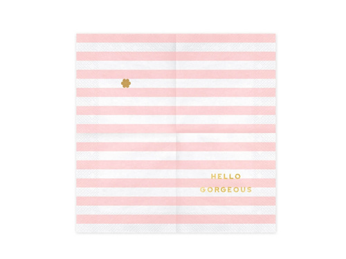 Hello Gorgeous rózsaszín csíkos szalvéták - 33 cm - 20 db.