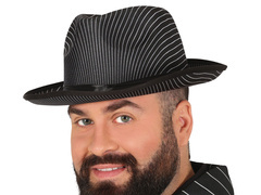 Fekete csíkos gengszterkalap csövekkel - 1 db.