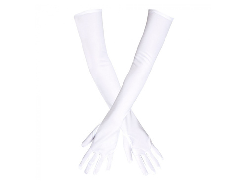 Fehér farsangi kesztyű - 60 cm