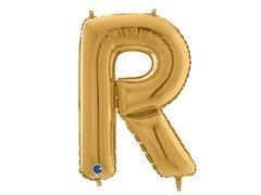 Arany R betűs fólialufi - 66 cm - 1 db.