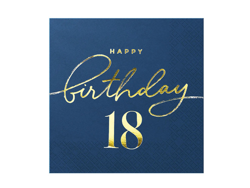 Tizennyolcadik születésnapi szalvéta tengerészkék - 33 cm - 10 db.