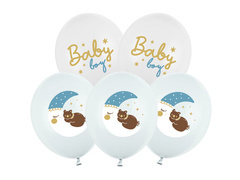 Baba fiú latex lufi készlet mackóval - 30 cm - 6 db.