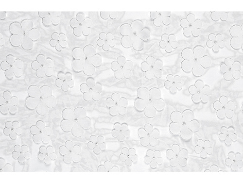 Asztali futó dekoráció virágokkal fehér - 26 cm x 5 m - 1 db.