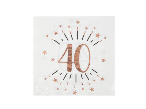 Szikrázó rózsaszín arany 40. születésnapi szalvéták - 33 cm - 10 db.