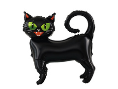 Fekete cica álló fólialufi - 62 x 65 cm - 1 db.