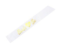 Fehér szíj menyasszonyi felirattal - 1 db.