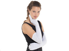 Farsangi kesztyű fehér hosszú - 50 cm