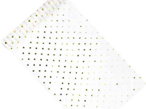 Fehér organza arany pöttyökkel - 36 cm x 9 m.