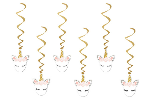 Egyszarvú születésnapi függő dekoráció - 6 db.