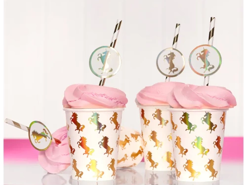 Arany egyszarvú születésnapi szívószálak - 6 db.