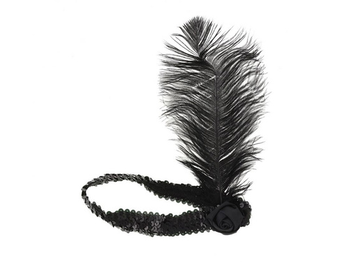 Retro fekete tollas és kavicsos fejpánt - 1 db.