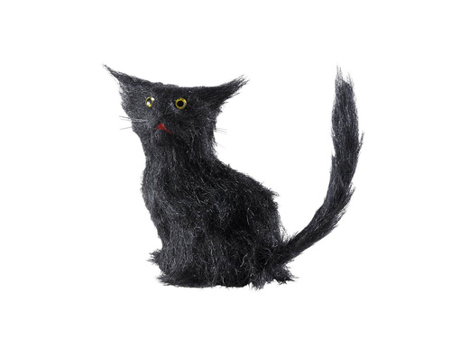 Fekete Halloween macska - 12 cm - 1 db.