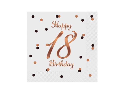 Tizennyolcadik születésnapi szalvéta fehér - 33 cm - 20 db.