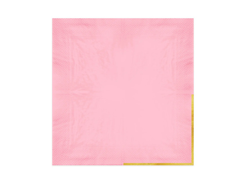 Rózsaszín papírszalvéta aranyszegéllyel - 33 cm - 10 db.