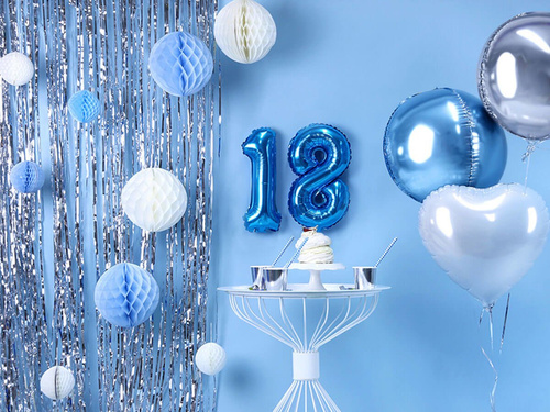 Kék gömb akasztós dekoráció - 40 cm - 1 db.