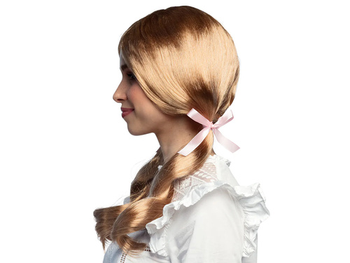 Szőke paróka lófarokkal és szalagokkal