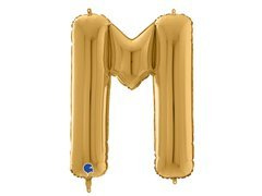 Fólialufi arany M betű - 66 cm - 1 db.