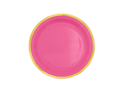 Csészék + szalvéták + papírtányérok rózsaszín, arany peremmel - 22 db.