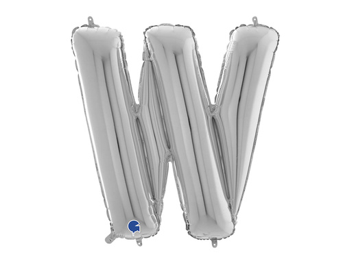 Fólialufi ezüst W betű - 66 cm - 1 db.