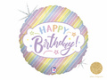 Boldog születésnapot pasztell csíkos fólialufi - 46 cm - 1 db.