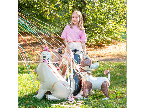 Arany kutya álló fólialufi - 76x92 cm - 1 db.