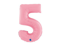 Fólia lufi szám 5 pasztell rózsaszín - 26" - 1 db.