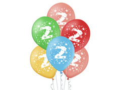 Latex lufi kettes számmal 2 - mix - 30 cm - 5 db.