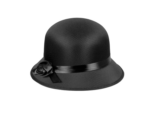 Fekete kalap rózsával - 1 db.
