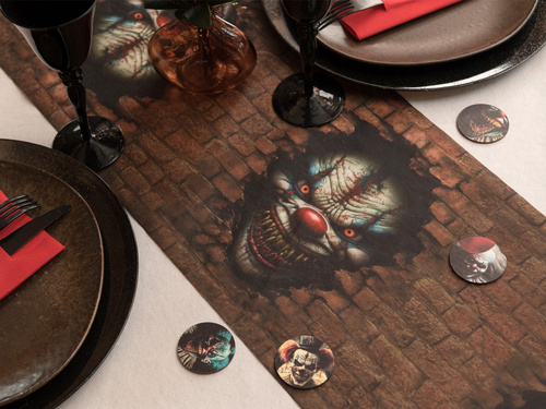 Halloween gyilkos bohóc futó - 30 cm x 5 m - 1 db.