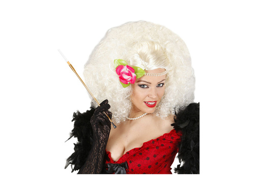 Belle Époque paróka virággal és gyöngyökkel