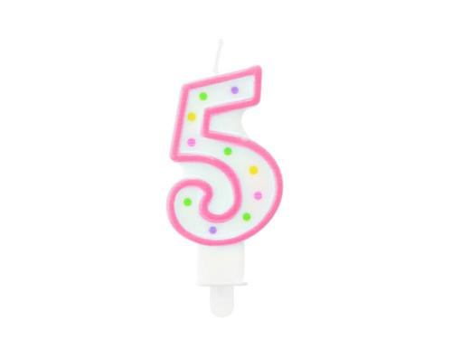 Ötös számú gyertya pöttyökkel - 1 db.