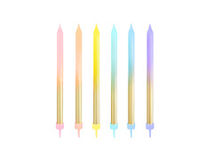 Arany szivárványos születésnapi gyertyák - 12,5 cm - 6 db.