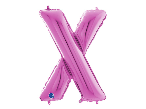 Fukszia X betűs fólialufi - 66 cm - 1 db.
