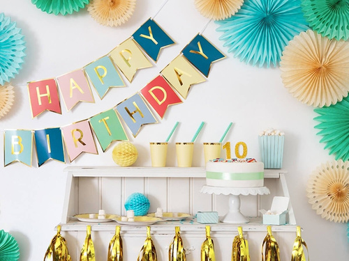 Színes banner Boldog születésnapot felirattal - 175 cm - 1 db.