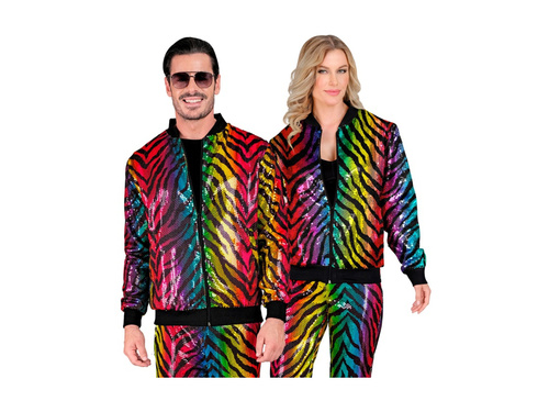 Party flitteres kabát - bomber - szivárványos tigris motívummal