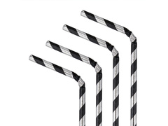 Csíkos papír szívószálak - 19,5 cm - 10 db.