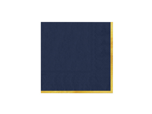 Tengerészkék papírszalvéta arany szegéllyel - 33 cm - 10 db.