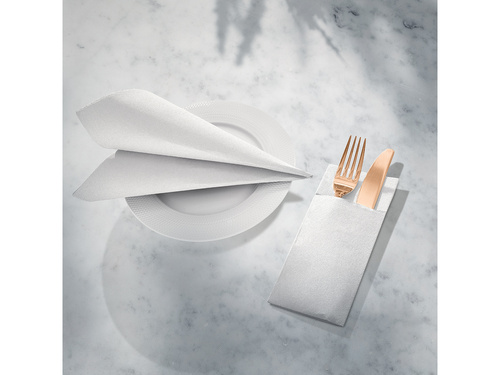 Légbehelyezett evőeszközzseb fehér - 40 cm - 25 db.