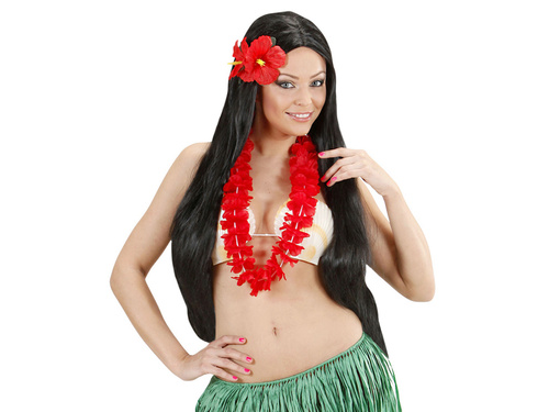 Hawaii virágos kitűző piros - 1 db.