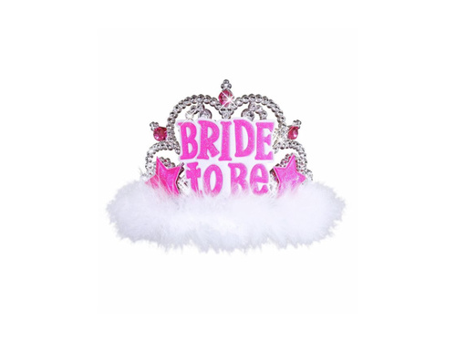 Tiara Bride to Be ékszerekkel és szőrmével