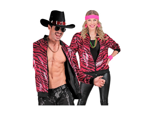 Rózsaszín Party flitteres kabát - bomber dzseki - zebra animal print