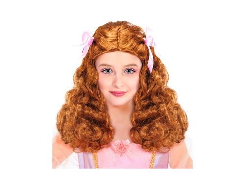 Gyengéd Princess paróka szatén szalagokkal, barna színben