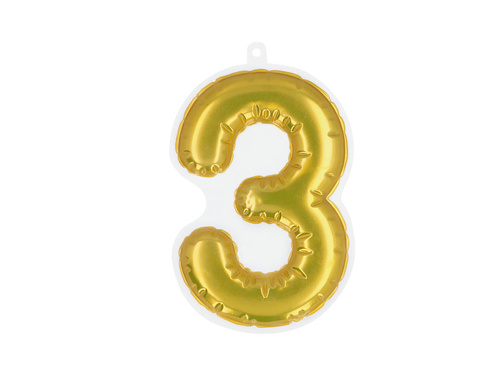 Öntapadós dekoráció hármas szám arany - 1 db.