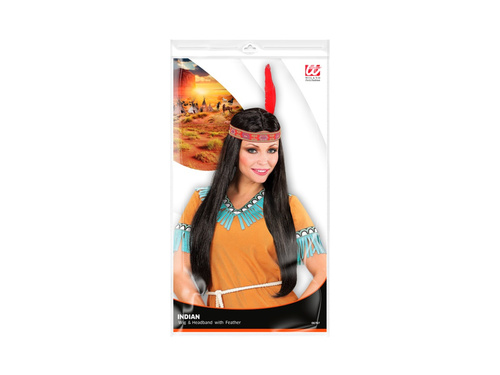 Indián paróka fejpánttal és tollal